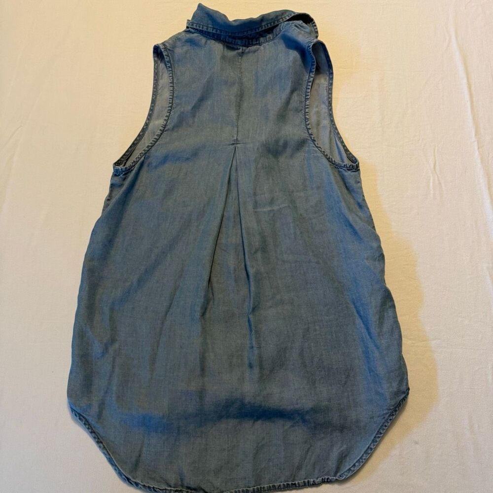 Thread & Supply Chambray Sleeveless Blouse | Lyocell Soft Wash Blue | Size S - Picture 10 of 10